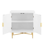 Buffet double porte blanc/naturel, style géométrique moderne
