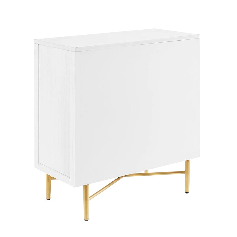 Buffet double porte blanc/naturel, style géométrique moderne