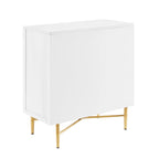 Buffet double porte blanc/naturel, style géométrique moderne