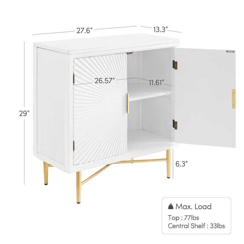 Buffet double porte blanc/naturel, style géométrique moderne
