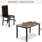 Ensemble de salle à manger 5 pièces en faux marbre blanc/café et expresso, 4 places