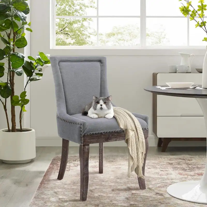 Chaise de salle à manger tapissée à oreilles gris/orange/bleu/beige/rouge/jaune, lot de 2