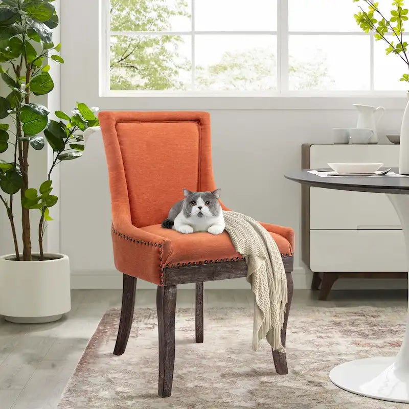 Chaise de salle à manger tapissée à oreilles gris/orange/bleu/beige/rouge/jaune, lot de 2