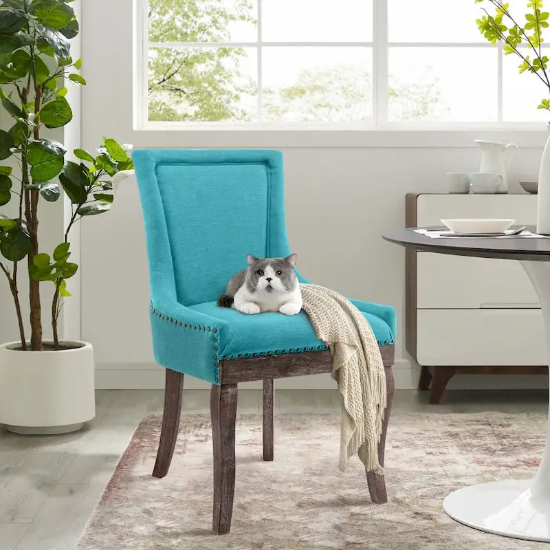 Chaise de salle à manger tapissée à oreilles gris/orange/bleu/beige/rouge/jaune, lot de 2