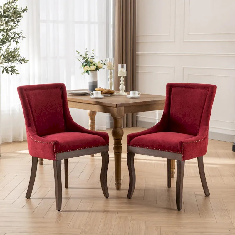 Chaise de salle à manger tapissée à oreilles gris/orange/bleu/beige/rouge/jaune, lot de 2