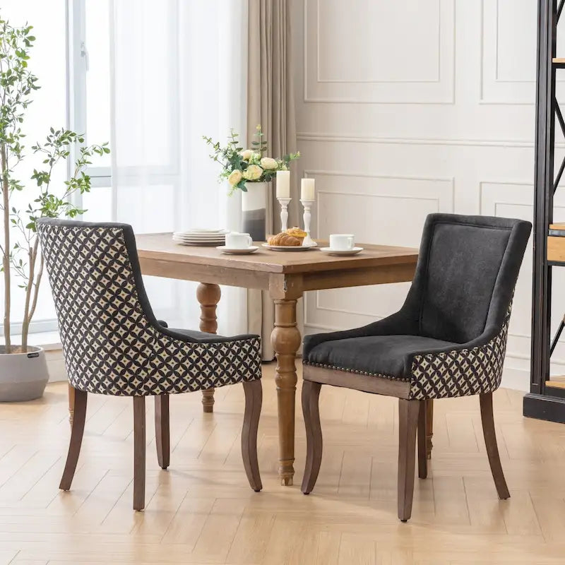 Chaise de salle à manger tapissée à oreilles gris/orange/bleu/beige/rouge/jaune, lot de 2