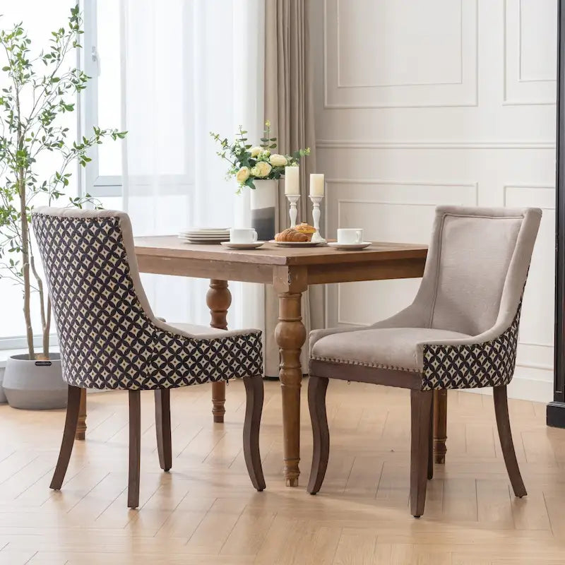 Chaise de salle à manger tapissée à oreilles gris/orange/bleu/beige/rouge/jaune, lot de 2
