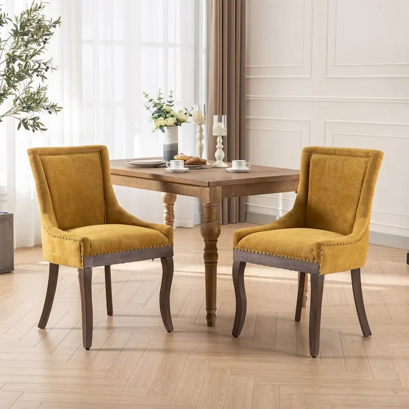 Chaise de salle à manger tapissée à oreilles gris/orange/bleu/beige/rouge/jaune, lot de 2