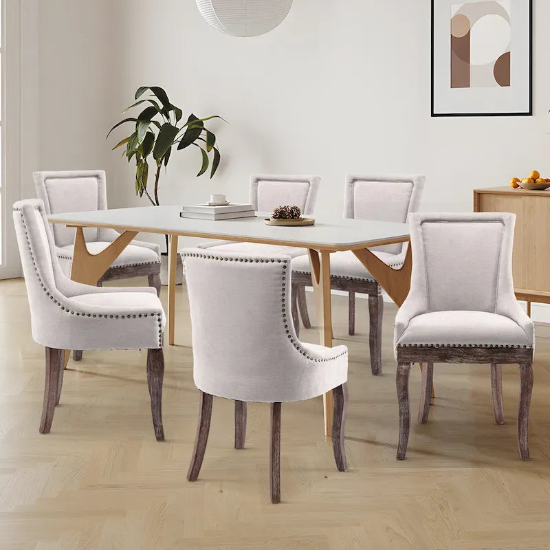 Chaise de salle à manger tapissée à oreilles gris/orange/bleu/beige/rouge/jaune, lot de 2
