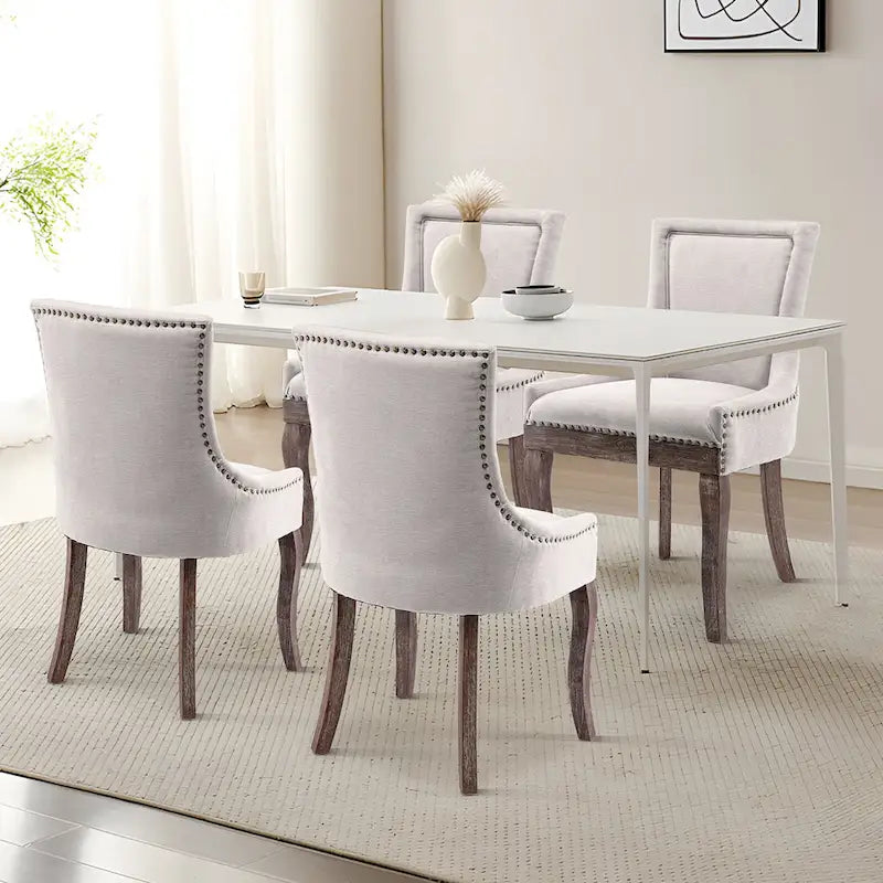 Chaise de salle à manger tapissée à oreilles gris/orange/bleu/beige/rouge/jaune, lot de 2