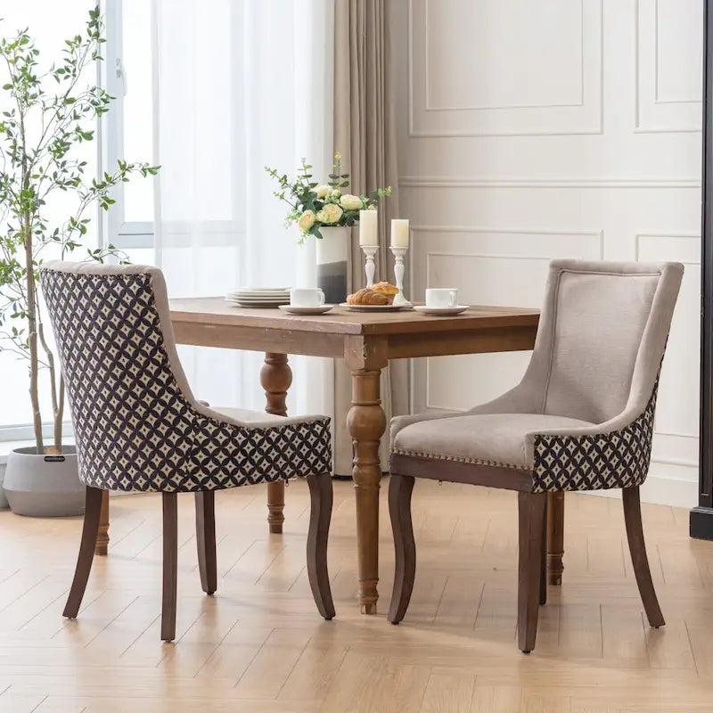 Chaise de salle à manger tapissée à oreilles gris/orange/bleu/beige/rouge/jaune, lot de 2