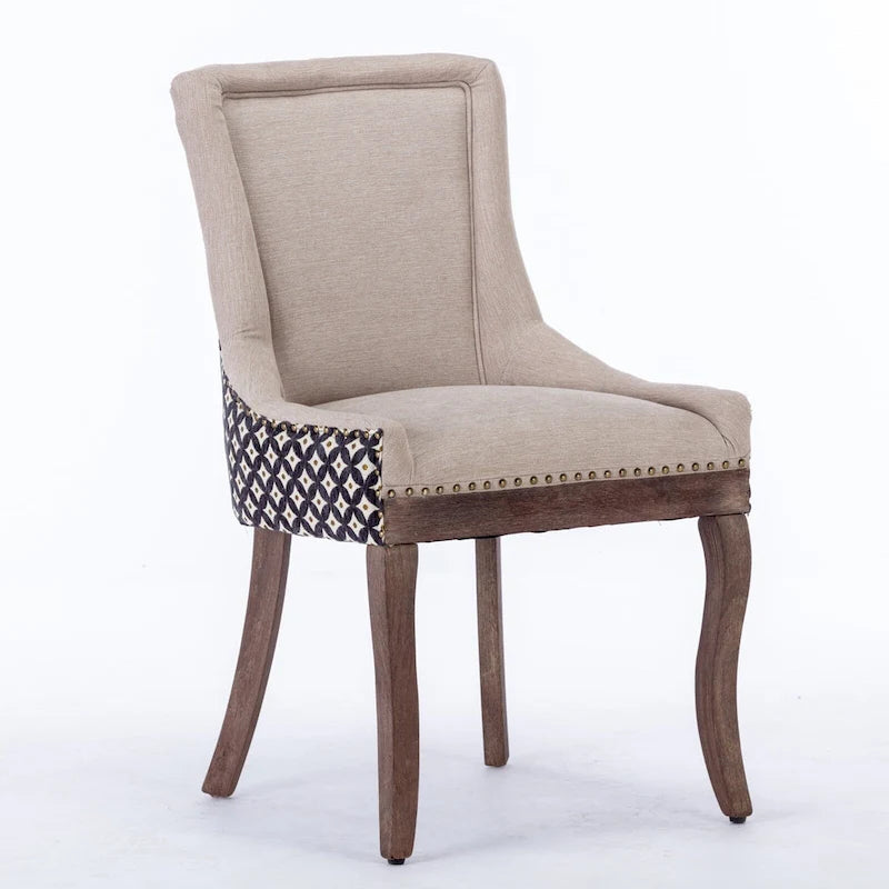 Chaise de salle à manger capitonnée à oreilles grise/orange/bleue/beige/rouge/jaune, lot de 2
