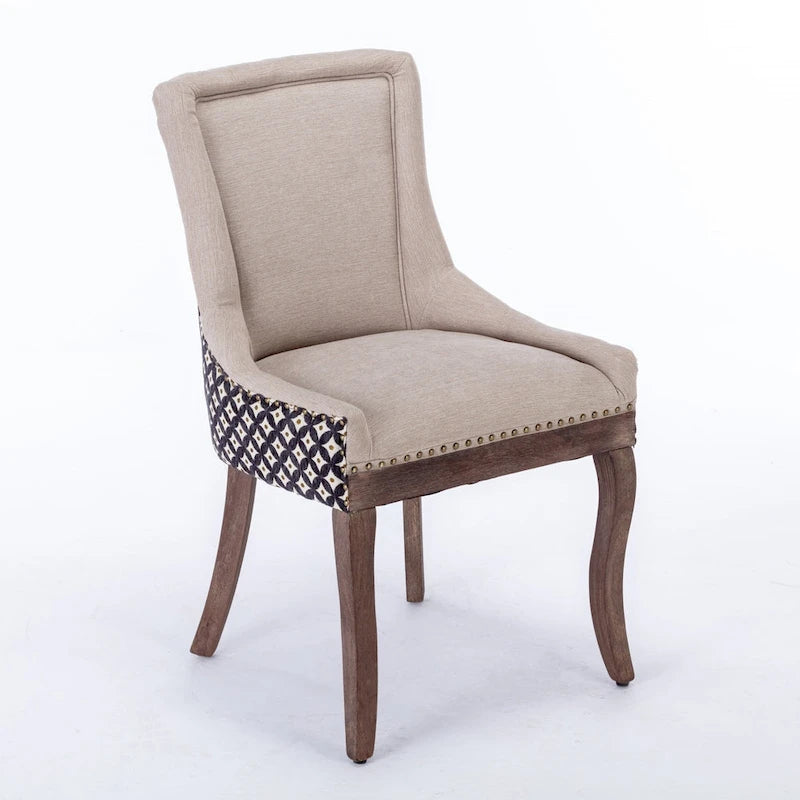 Chaise de salle à manger capitonnée à oreilles grise/orange/bleue/beige/rouge/jaune, lot de 2