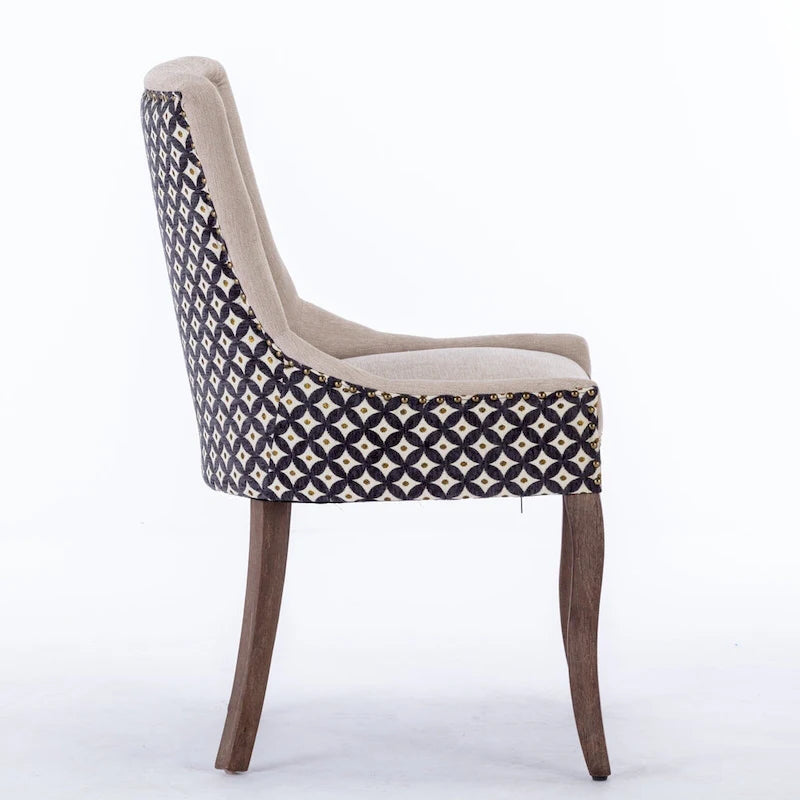 Chaise de salle à manger capitonnée à oreilles grise/orange/bleue/beige/rouge/jaune, lot de 2