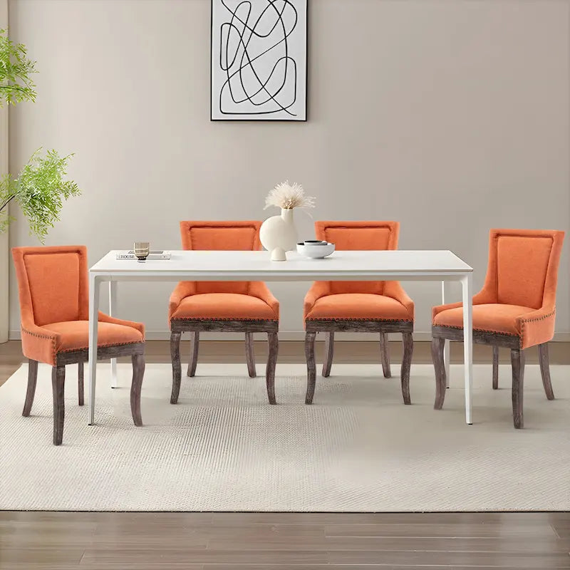Chaise de salle à manger capitonnée à oreilles grise/orange/bleue/beige/rouge/jaune, lot de 2