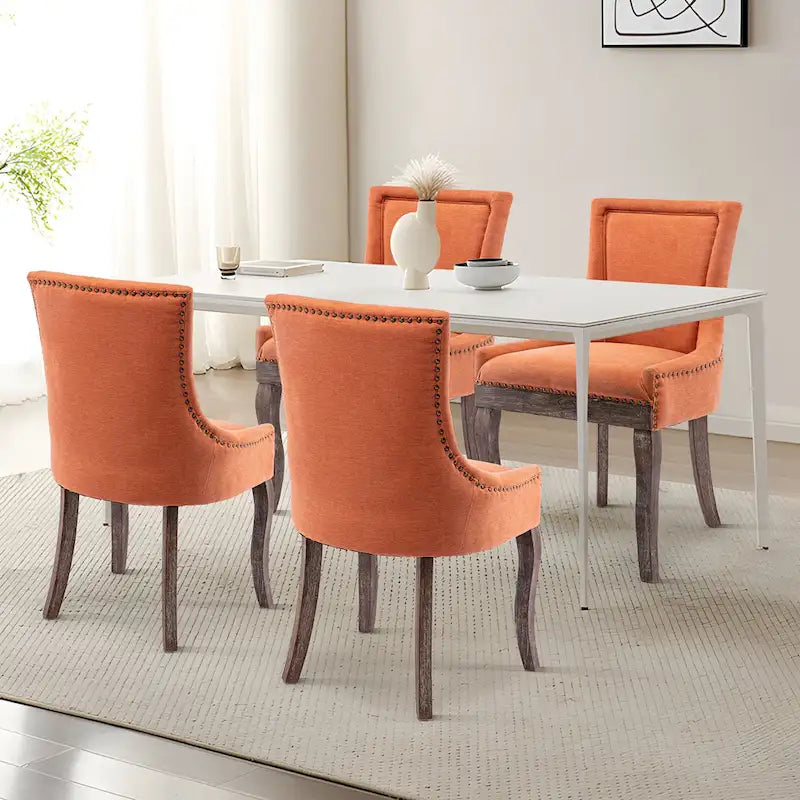 Chaise de salle à manger capitonnée à oreilles grise/orange/bleue/beige/rouge/jaune, lot de 2