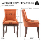 Chaise de salle à manger capitonnée à oreilles grise/orange/bleue/beige/rouge/jaune, lot de 2