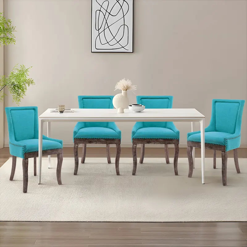 Chaise de salle à manger capitonnée à oreilles grise/orange/bleue/beige/rouge/jaune, lot de 2