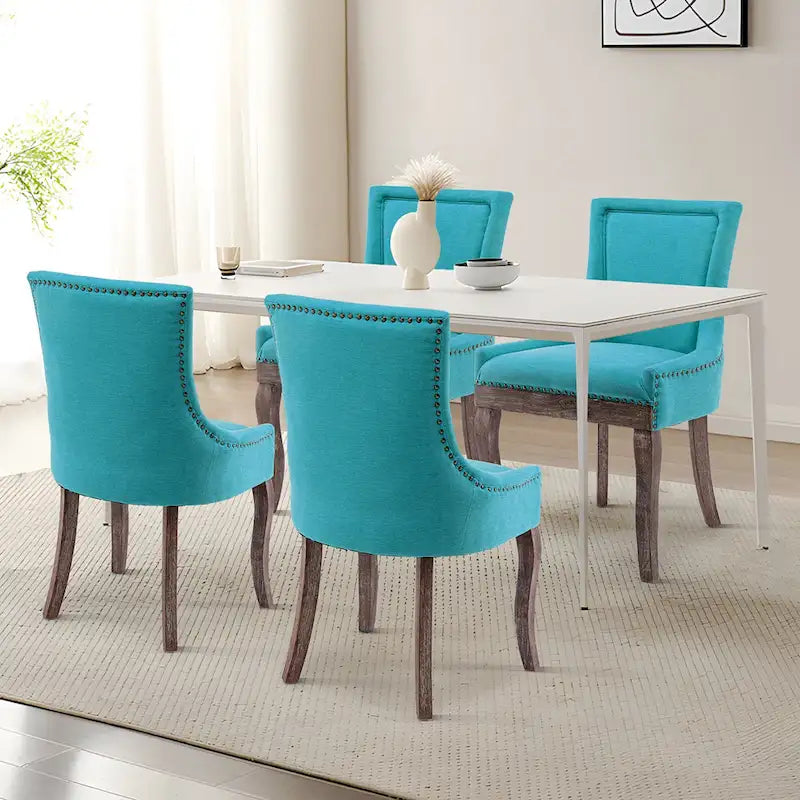 Chaise de salle à manger capitonnée à oreilles grise/orange/bleue/beige/rouge/jaune, lot de 2