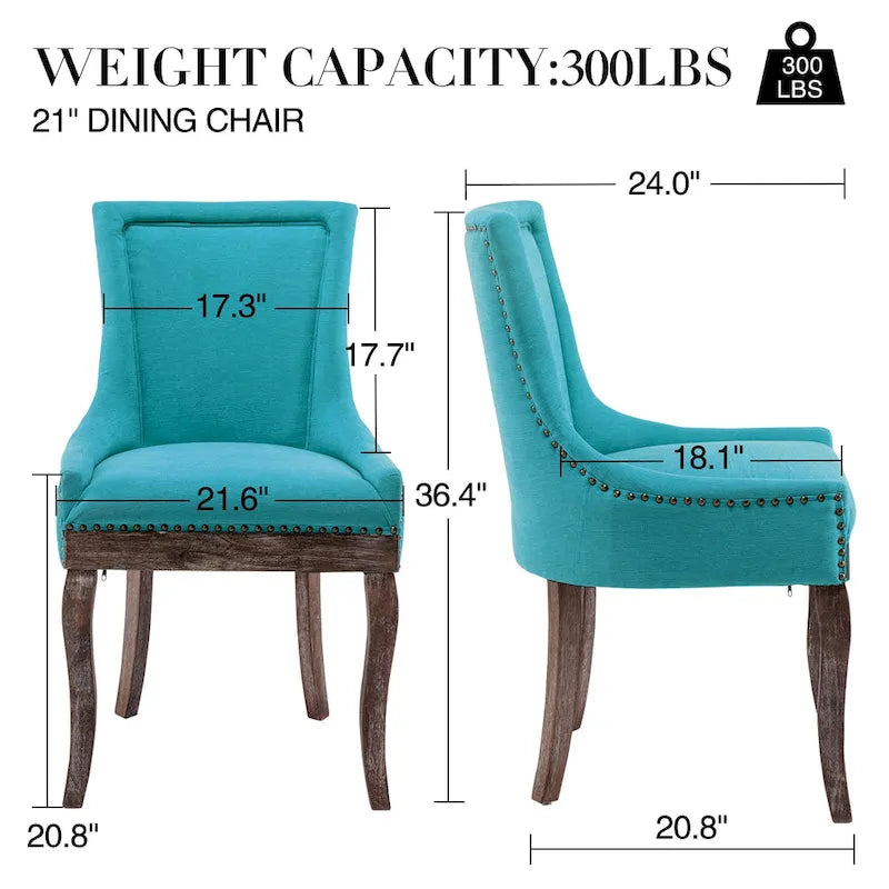 Chaise de salle à manger capitonnée à oreilles grise/orange/bleue/beige/rouge/jaune, lot de 2