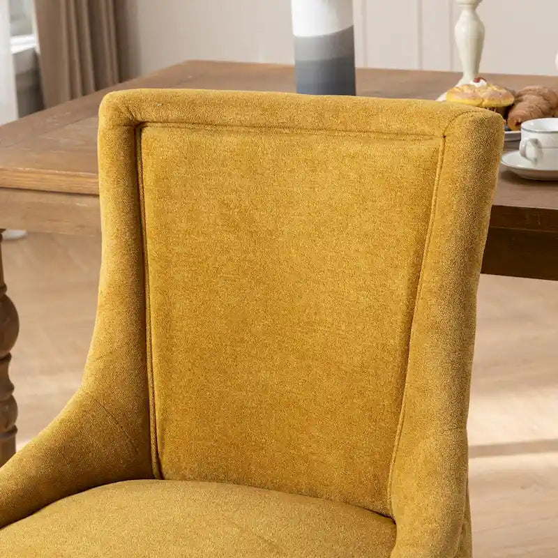 Chaise de salle à manger capitonnée à oreilles grise/orange/bleue/beige/rouge/jaune, lot de 2