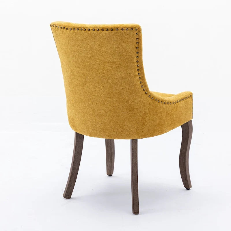 Chaise de salle à manger capitonnée à oreilles grise/orange/bleue/beige/rouge/jaune, lot de 2