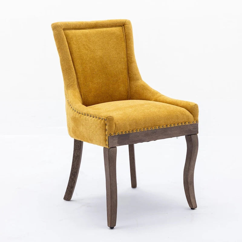 Chaise de salle à manger capitonnée à oreilles grise/orange/bleue/beige/rouge/jaune, lot de 2