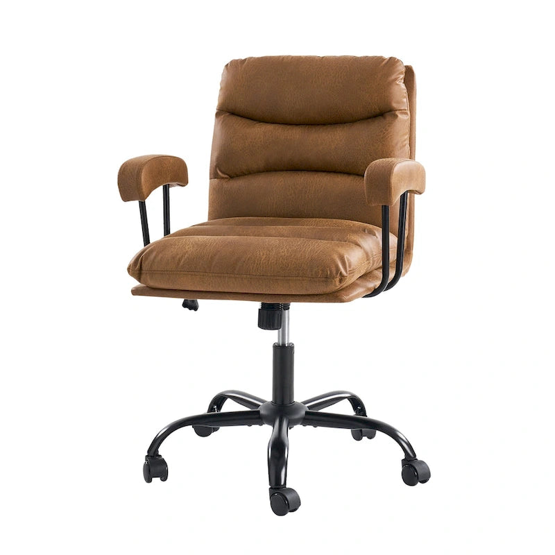 Chaise de bureau pivotante en similicuir, couleur sauge/ivoire/bleu marine/camel/noir/vert, individuelle