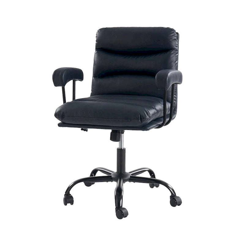 Chaise de bureau pivotante en similicuir, couleur sauge/ivoire/bleu marine/camel/noir/vert, individuelle