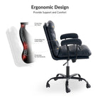 Fauteuil de bureau pivotant en similicuir, Couleurs Sage/Ivoire/Bleu marine/Chameau/Noir/Vert, Simple