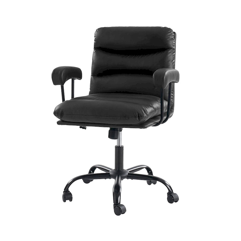 Fauteuil de bureau pivotant en similicuir, Couleurs Sage/Ivoire/Bleu marine/Chameau/Noir/Vert, Simple