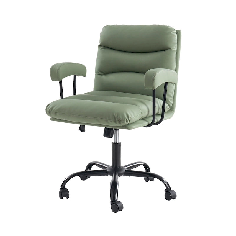 Fauteuil de bureau pivotant en similicuir, Couleurs Sage/Ivoire/Bleu marine/Chameau/Noir/Vert, Simple