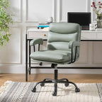 Fauteuil de bureau pivotant en similicuir, Couleurs Sage/Ivoire/Bleu marine/Chameau/Noir/Vert, Simple