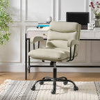Fauteuil de bureau pivotant en similicuir, Couleurs Sage/Ivoire/Bleu marine/Chameau/Noir/Vert, Simple