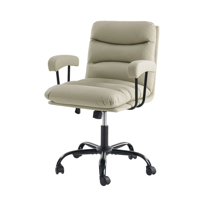 Fauteuil de bureau pivotant en similicuir, Couleurs Sage/Ivoire/Bleu marine/Chameau/Noir/Vert, Simple