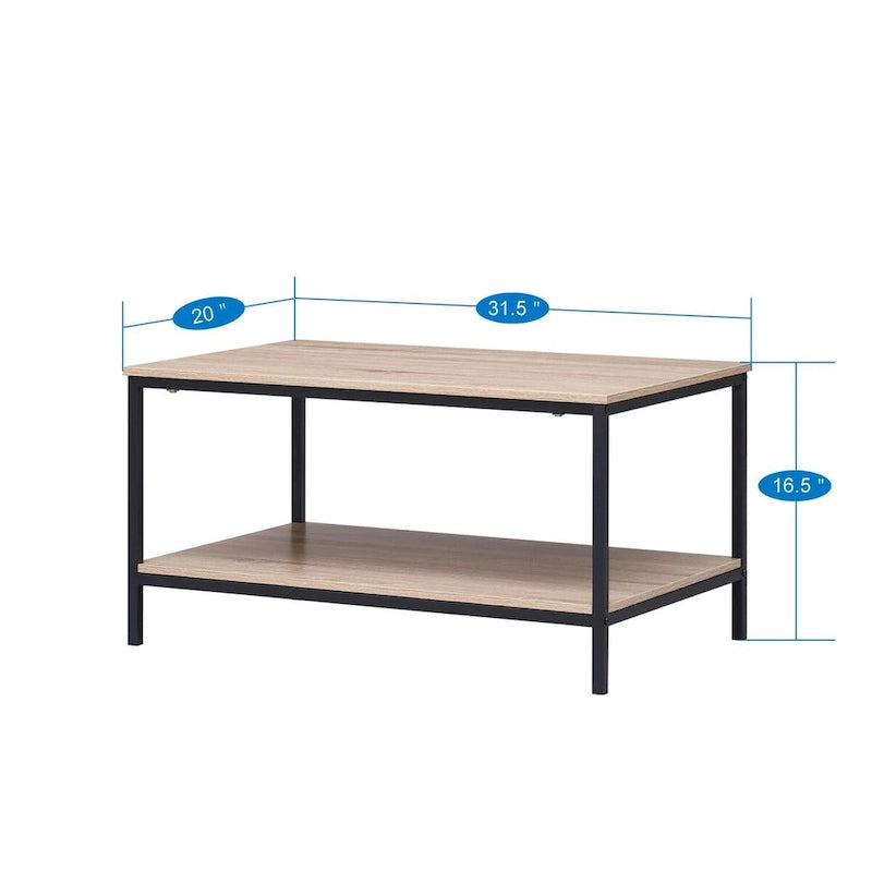 Ensemble de 3 tables basses en métal et bois – Finition naturelle, noir