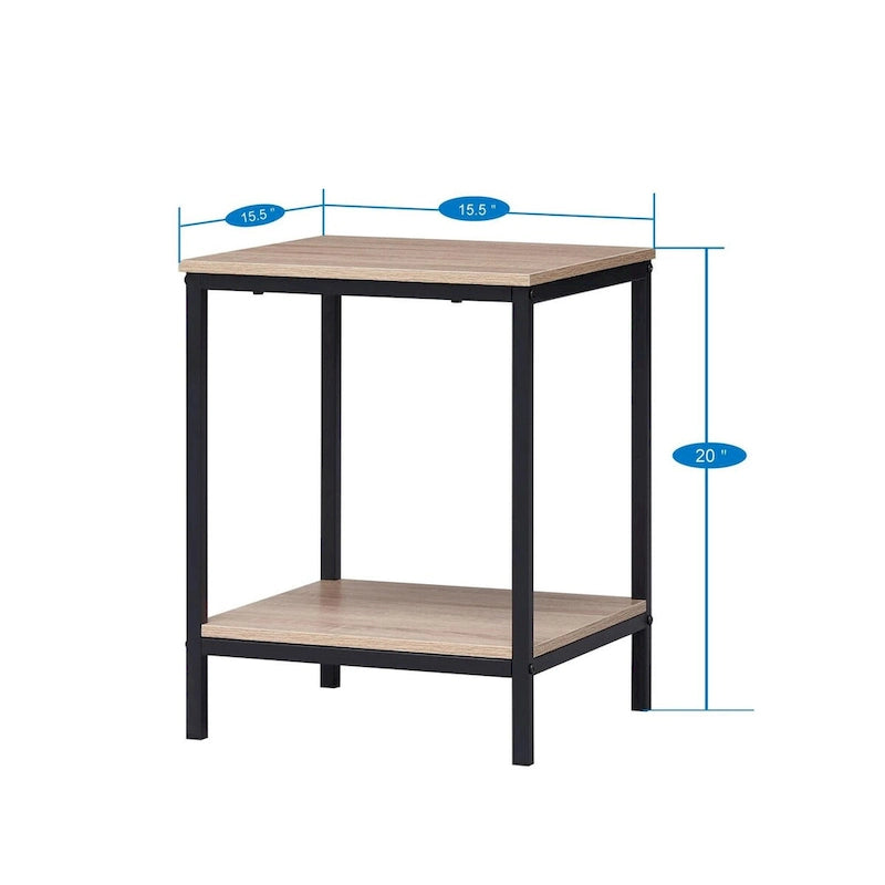 Ensemble de 3 tables basses en métal et bois – Finition naturelle, noir