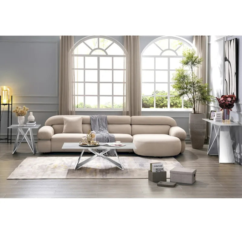 Table console en verre trempé blanc, piètement en M or/argent, 1 personne