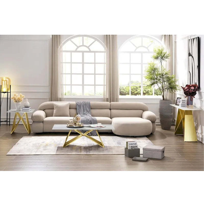 Console en verre trempé blanc, piètement en M doré/argenté, 1 personne