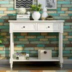 Console 2 tiroirs avec étagère inférieure – Gris antique | Expresso | Bleu rétro | Ivoire | Bleu marine