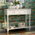 Console 2 tiroirs avec étagère inférieure – Gris antique | Expresso | Bleu rétro | Ivoire | Bleu marine