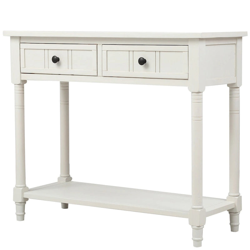 Console 2 tiroirs avec étagère inférieure – Gris antique | Expresso | Bleu rétro | Ivoire | Bleu marine