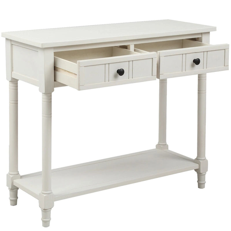 Console 2 tiroirs avec étagère inférieure – Gris antique | Expresso | Bleu rétro | Ivoire | Bleu marine