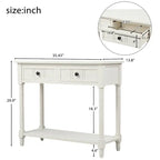Console 2 tiroirs avec étagère inférieure – Gris antique | Expresso | Bleu rétro | Ivoire | Bleu marine