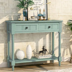 Console 2 tiroirs avec étagère inférieure – Gris antique | Expresso | Bleu rétro | Ivoire | Bleu marine