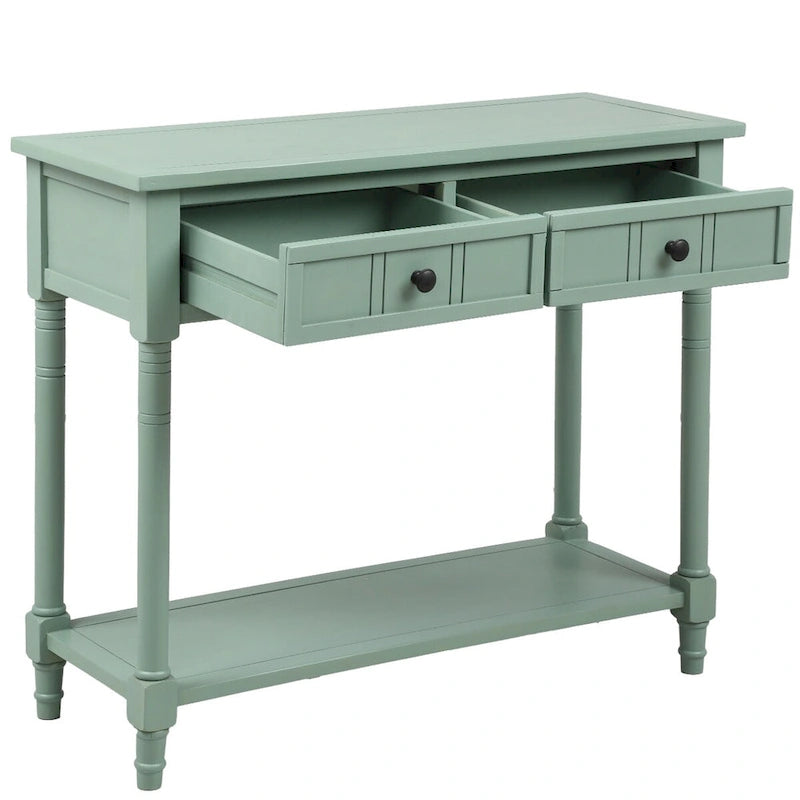 Console 2 tiroirs avec étagère inférieure – Gris antique | Expresso | Bleu rétro | Ivoire | Bleu marine