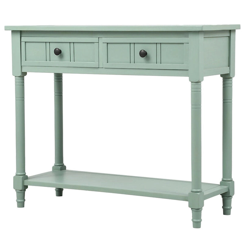 Console 2 tiroirs avec étagère inférieure – Gris antique | Expresso | Bleu rétro | Ivoire | Bleu marine