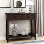 Console 2 tiroirs avec étagère inférieure – Gris antique | Expresso | Bleu rétro | Ivoire | Bleu marine