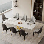 Ensemble de table à manger extensible en pierre sintérisée blanche/noire, piètement en X en acier, 6 à 8 places