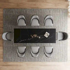Ensemble de table à manger extensible en pierre sintérisée blanche/noire, piètement en X en acier, 6 à 8 places